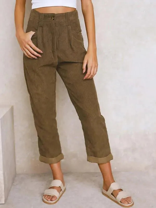 Corduroy Loose Straight Women Pants - Women Pants - LeStyleParfait
