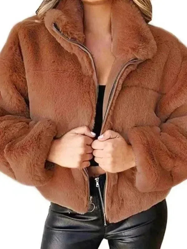 Cozy Loose Women Crop Fleece Jacket - Fleece Crop Jacket - LeStyleParfait