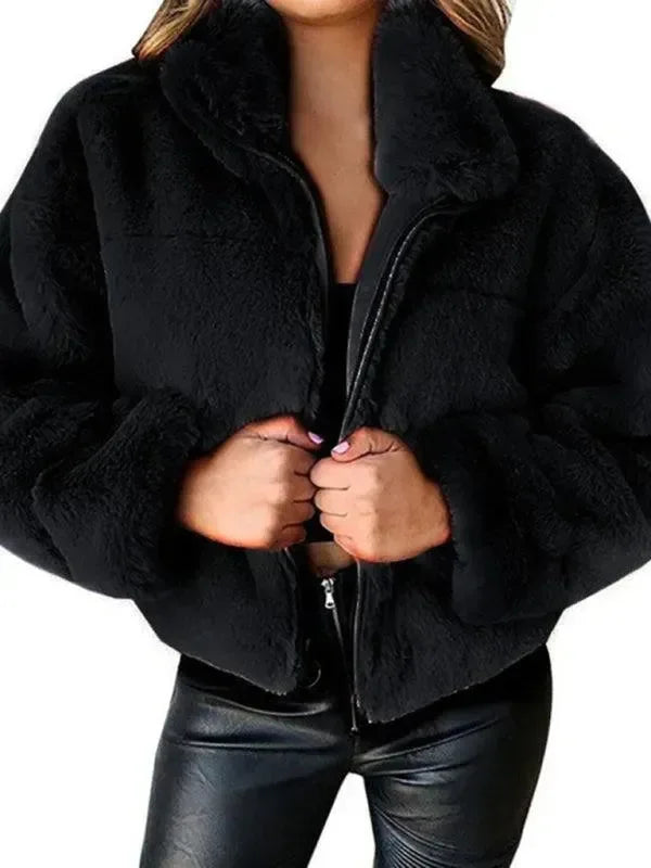 Cozy Loose Women Crop Fleece Jacket - Fleece Crop Jacket - LeStyleParfait