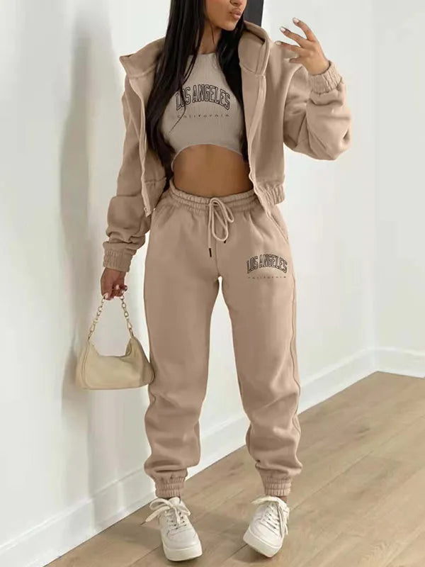 Cozy Women Casual Jogger Three-Piece Set - Casual Jogger Three-Piece Set - LeStyleParfait