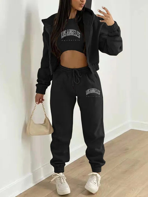 Cozy Women Casual Jogger Three-Piece Set - Casual Jogger Three-Piece Set - LeStyleParfait