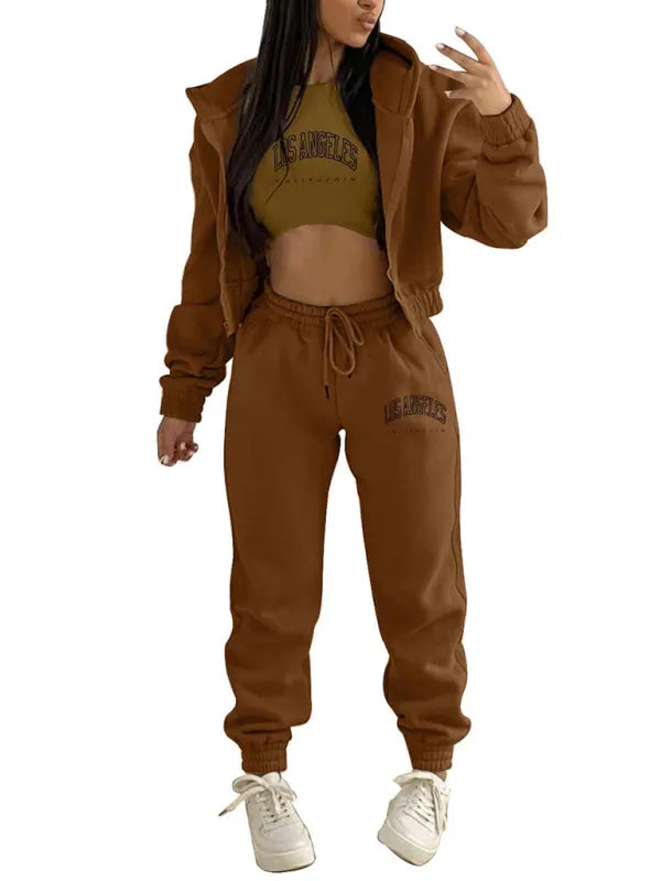 Cozy Women Casual Jogger Three-Piece Set - Casual Jogger Three-Piece Set - LeStyleParfait