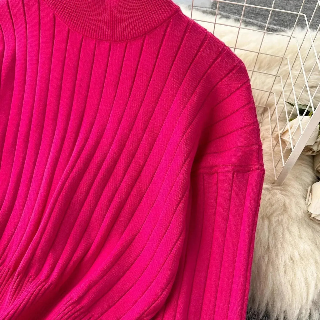 Cozy Women Casual Ribbed Two-Piece Sweater Set - Casual Sweater Set - LeStyleParfait