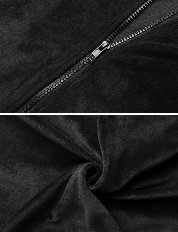 Cozy Women Jogger Set Casual Velvet Two-Piece Pants Set Lounge Zipper Long Sleeve Relaxed Fit Fall | LeStyleParfait