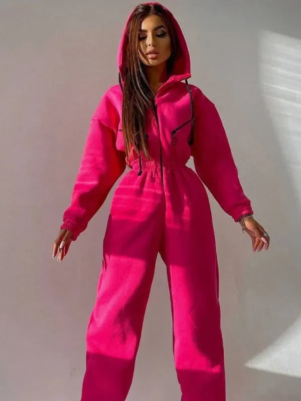 Cozy Women Casual Zip Two-Piece Set - Casual Jogger Set - LeStyleParfait