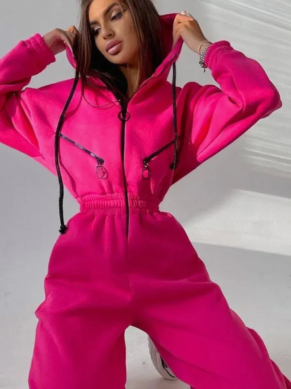 Cozy Women Casual Zip Two-Piece Set - Casual Jogger Set - LeStyleParfait