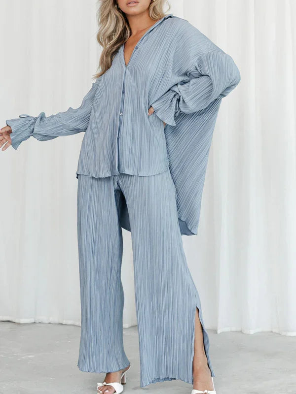 Cozy Women Striped Lounge Two-Piece Set - Striped Lounge Two-Piece Set - LeStyleParfait
