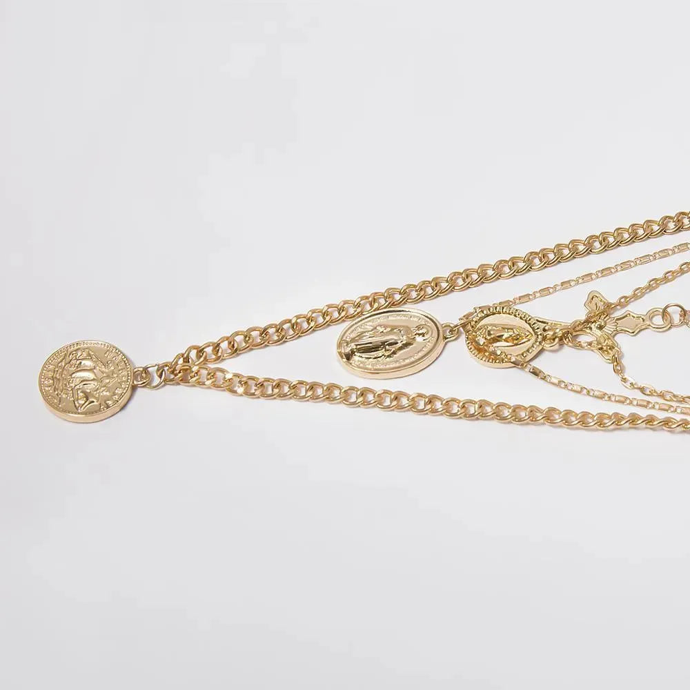 Cross and Virgin Mary Pendant Necklace - Pendant Necklace - LeStyleParfait