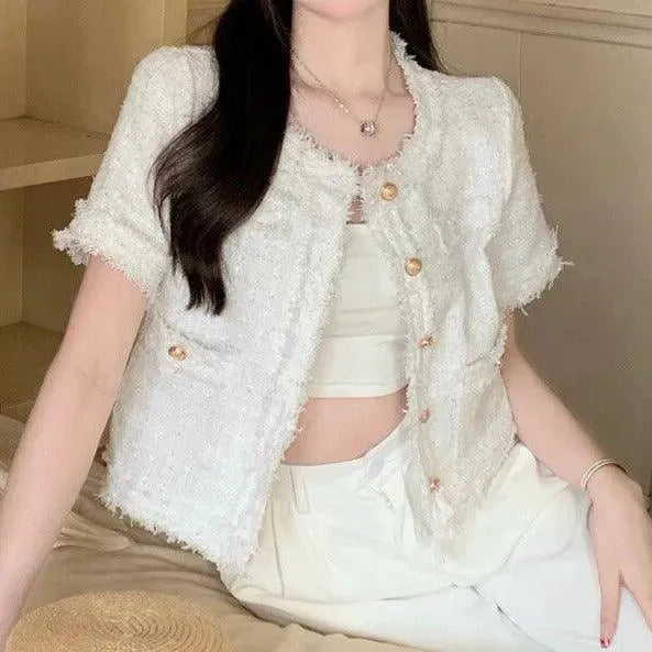 Cute Plaid Tweed Jacket Women - Tweed Blazer - LeStyleParfait