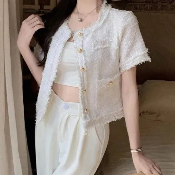 Cute Plaid Tweed Jacket Women - Tweed Blazer - LeStyleParfait