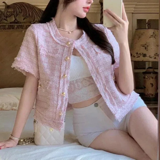 Cute Plaid Tweed Jacket Women - Tweed Blazer - LeStyleParfait