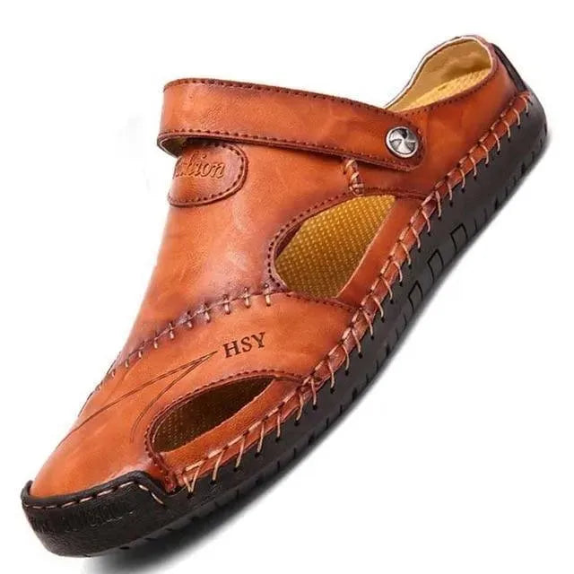 Dazzling Slip-On Leather Sandals - Sandals - LeStyleParfait