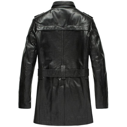 Double-Breasted Leather Trench Coat Men - Trench Coat - LeStyleParfait