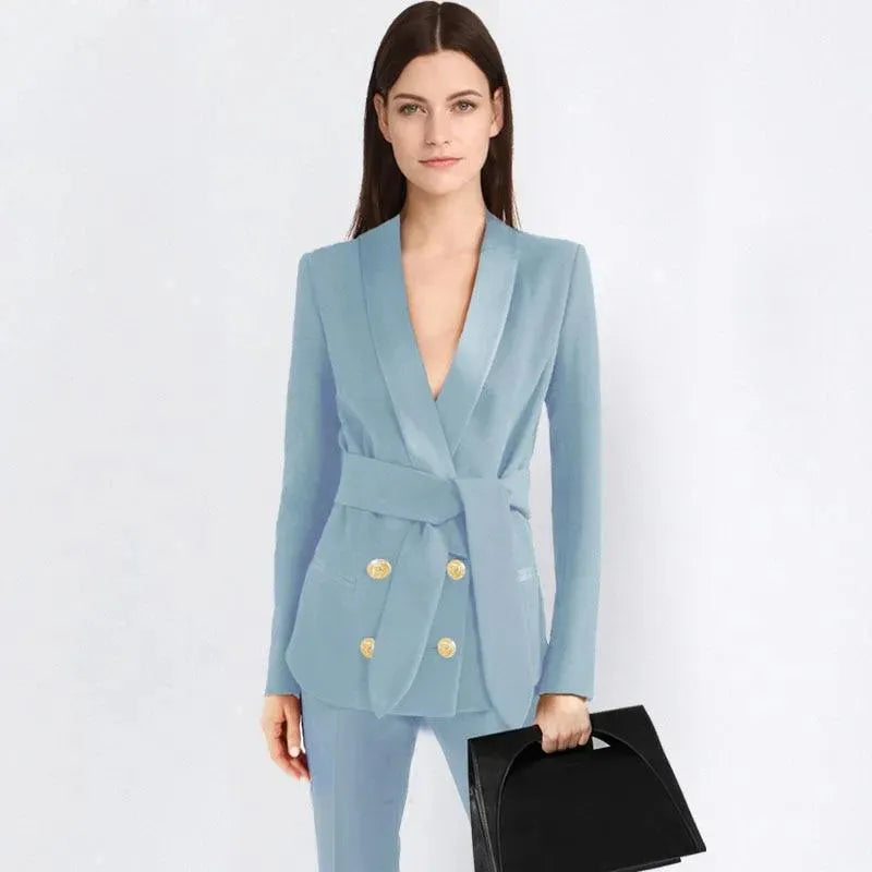 Double Breasted Women Tuxedo Suit - Tuxedo Suit - LeStyleParfait