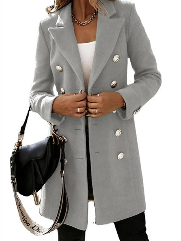 Double-Breasted Women Woolen Coat-Woolen Coat-LeStyleParfait