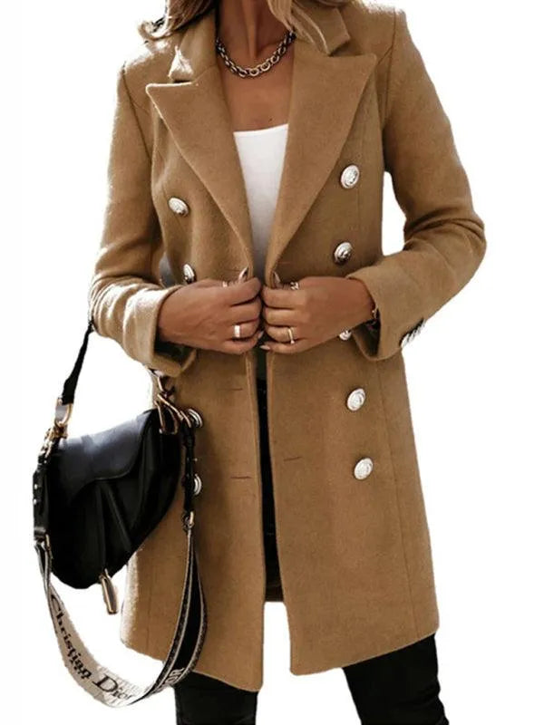 Double-Breasted Women Woolen Coat-Woolen Coat-LeStyleParfait