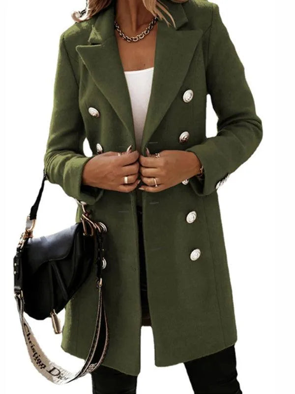 Double-Breasted Women Woolen Coat-Woolen Coat-LeStyleParfait