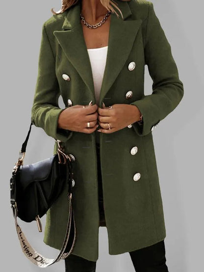 Double-Breasted Women Woolen Coat-Woolen Coat-LeStyleParfait