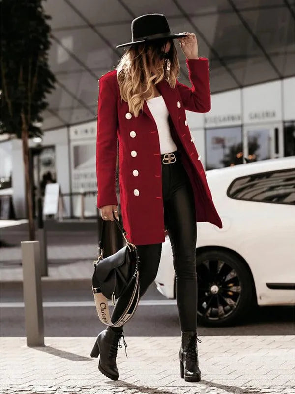 Double-Breasted Women Woolen Coat-Woolen Coat-LeStyleParfait