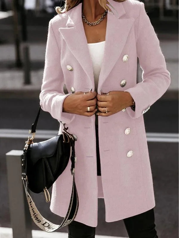 Double-Breasted Women Woolen Coat-Woolen Coat-LeStyleParfait