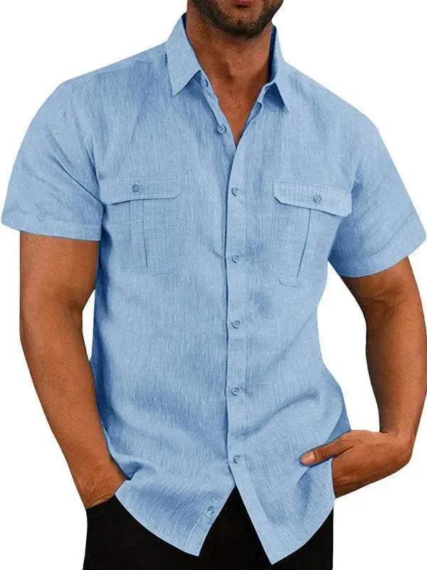 Double-Pocket Summer Shirt for Men - Short Sleeve Shirt - LeStyleParfait