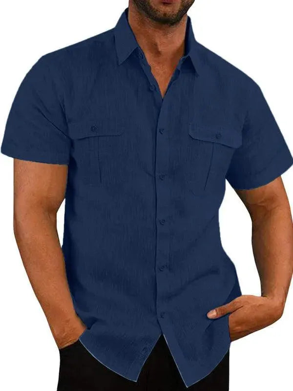 Double-Pocket Summer Shirt for Men - Short Sleeve Shirt - LeStyleParfait