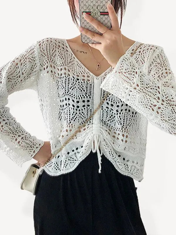 Drawstring Mesh Summer Women Crop Top - Crop Top - LeStyleParfait