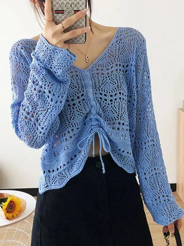 Drawstring Mesh Summer Women Crop Top - Crop Top - LeStyleParfait