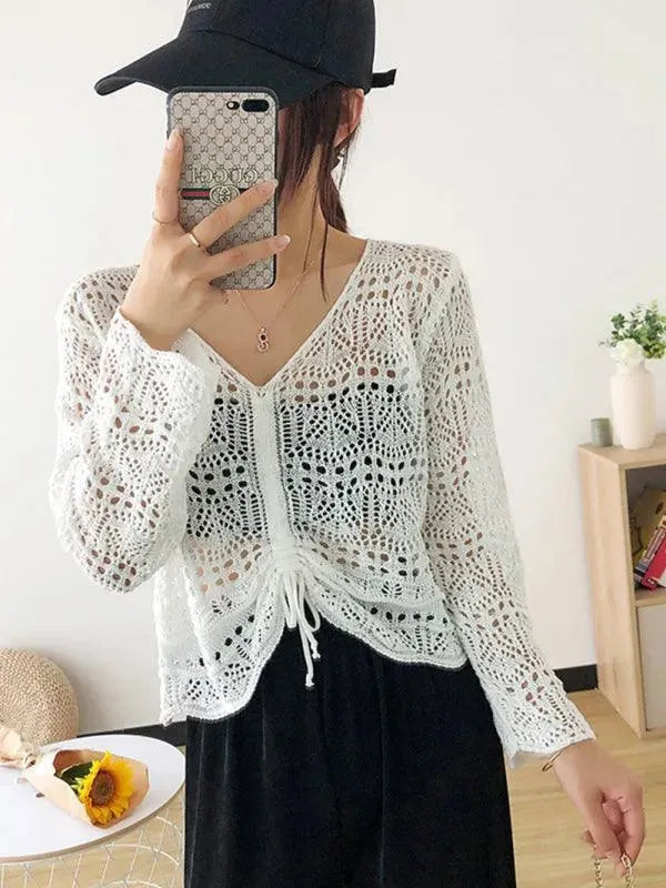 Drawstring Mesh Summer Women Crop Top - Crop Top - LeStyleParfait