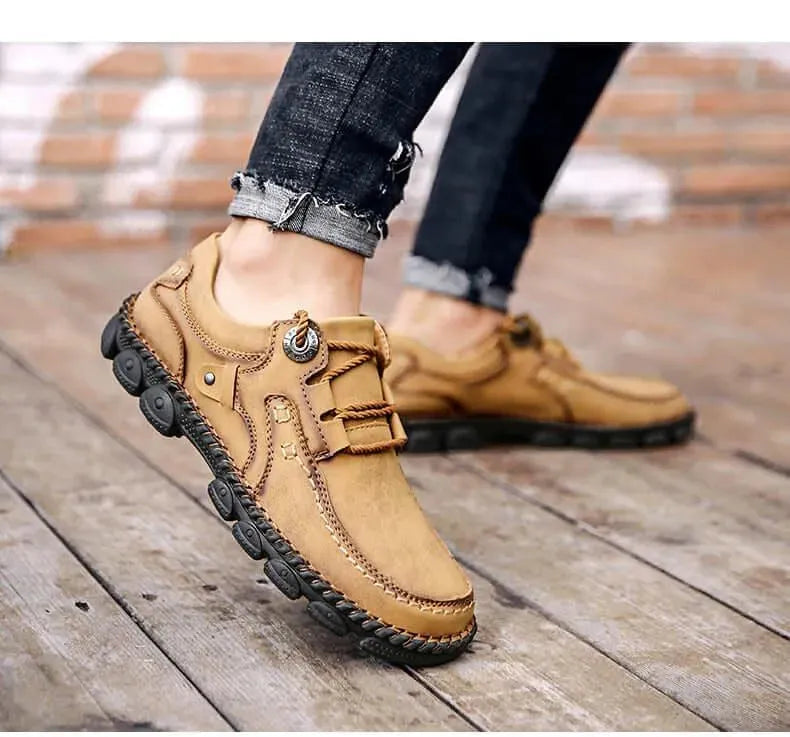 Ekko Lace-Up Rugged Leather Shoes - Casual Shoes - LeStyleParfait
