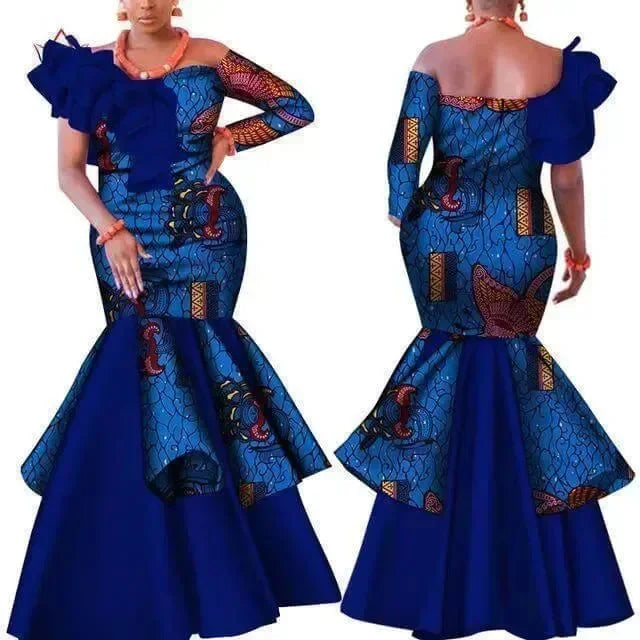 Elegant Abstract Mermaid Cotton Gown Dress