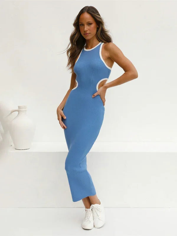 Elegant Beige Bodycon Maxi Evening Dress
