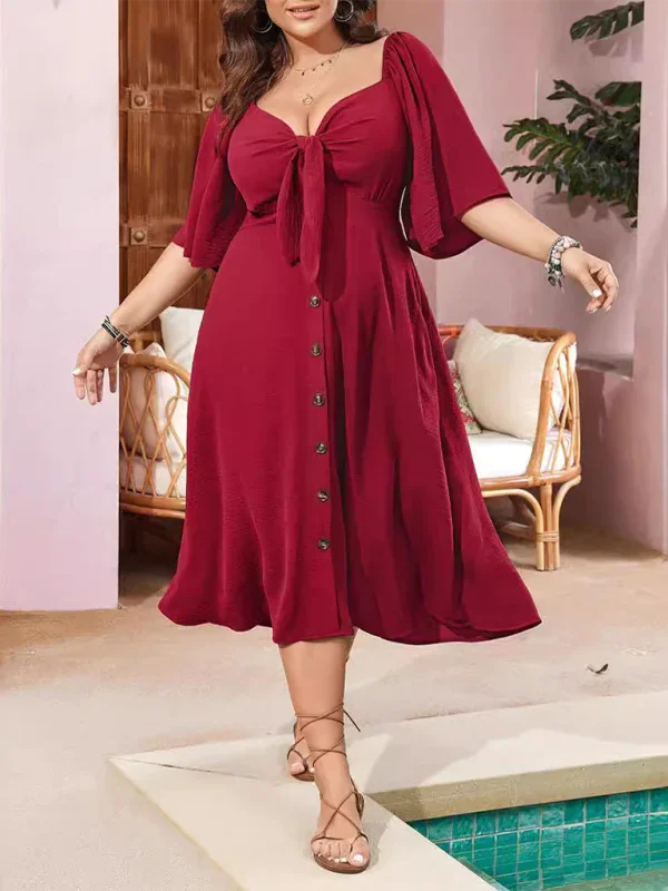 Elegant Bow Detail Midi Dress