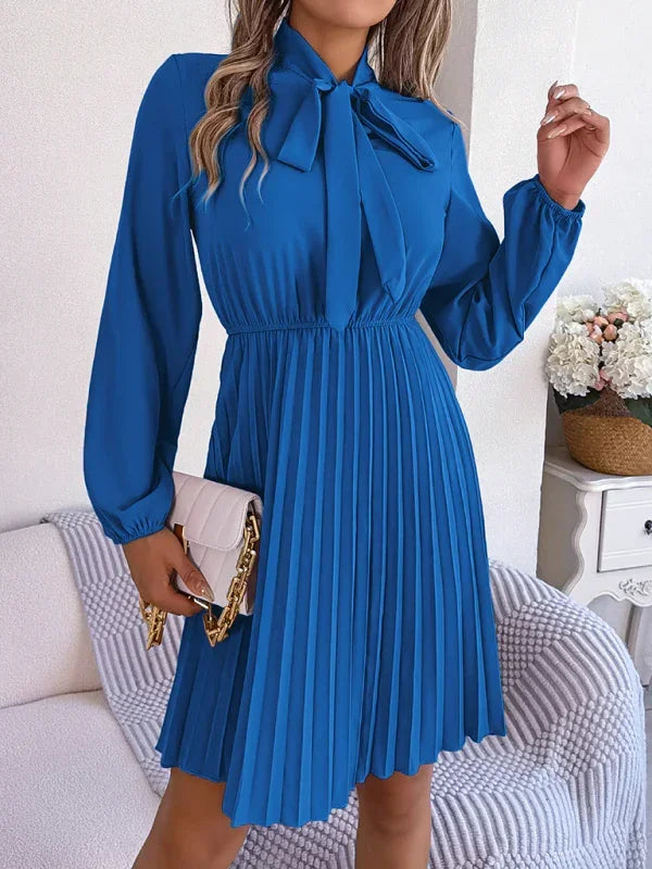 Elegant Burgundy Pleated Chiffon Midi Dress