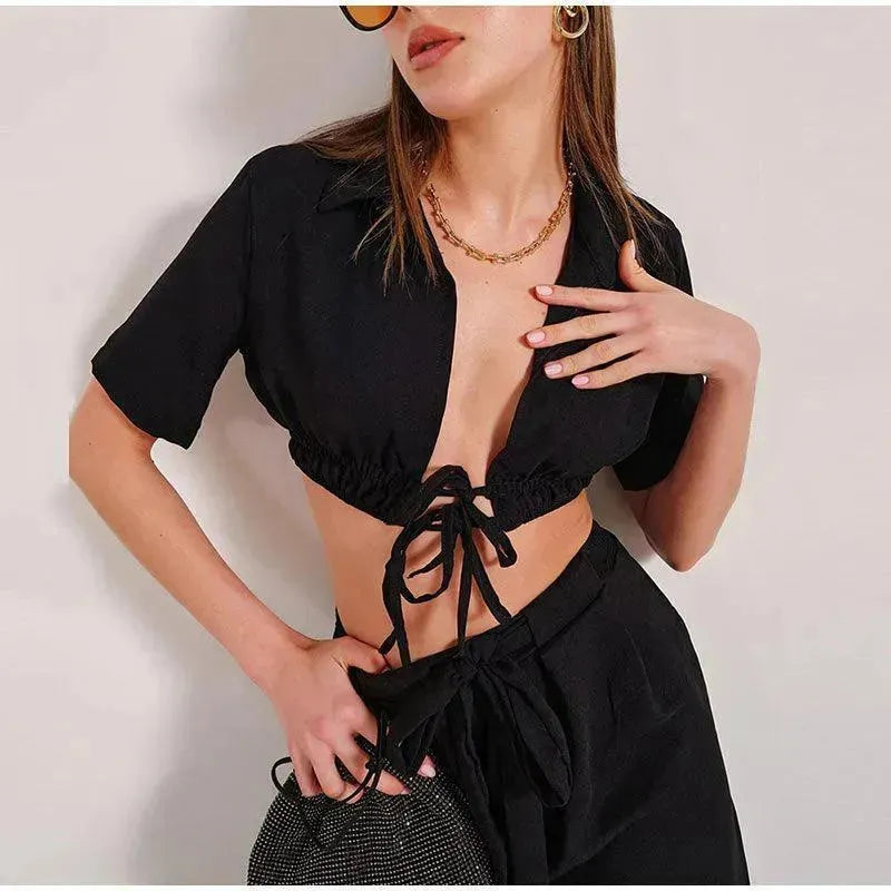 Elegant Casual Wide-Leg Two-Piece Set - Wide-Leg Two-Piece Set - LeStyleParfait