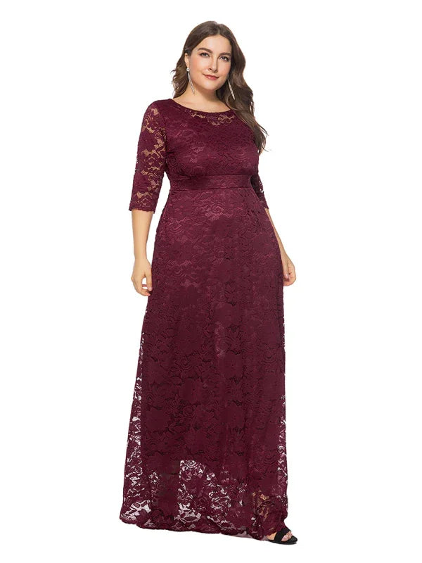 Elegant Lace Evening Maxi Dress