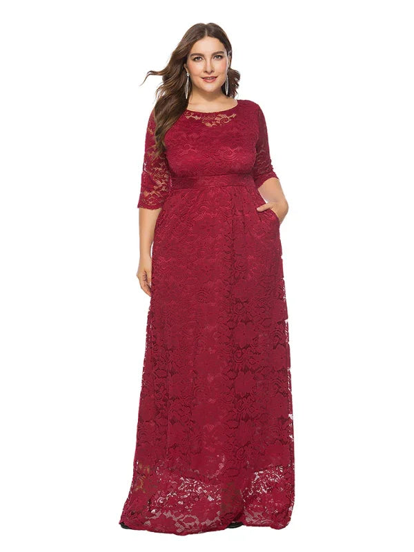 Elegant Lace Evening Maxi Dress