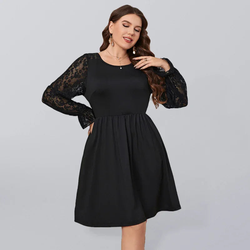 Elegant Lace Knee-Length Dress
