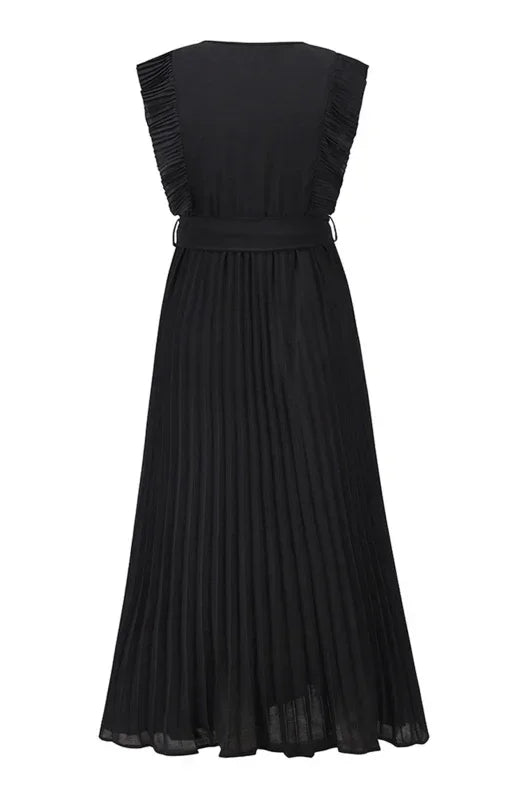 Elegant Pink Chiffon Wrap Midi Dress