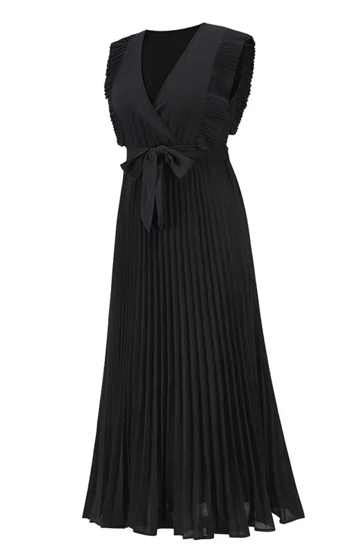 Elegant Pink Chiffon Wrap Midi Dress