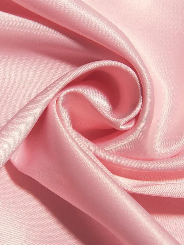Elegant Pink Satin Square Neck Mini Dress