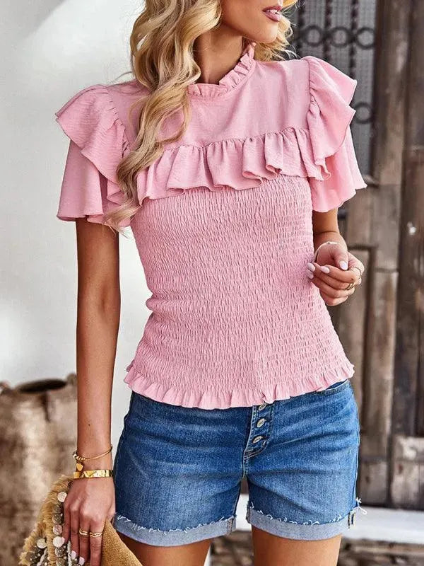 Elegant Ruffled Summer Top - Women Tops - LeStyleParfait