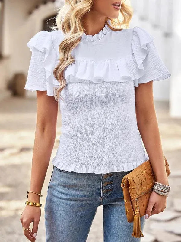 Elegant Ruffled Summer Top - Women Tops - LeStyleParfait