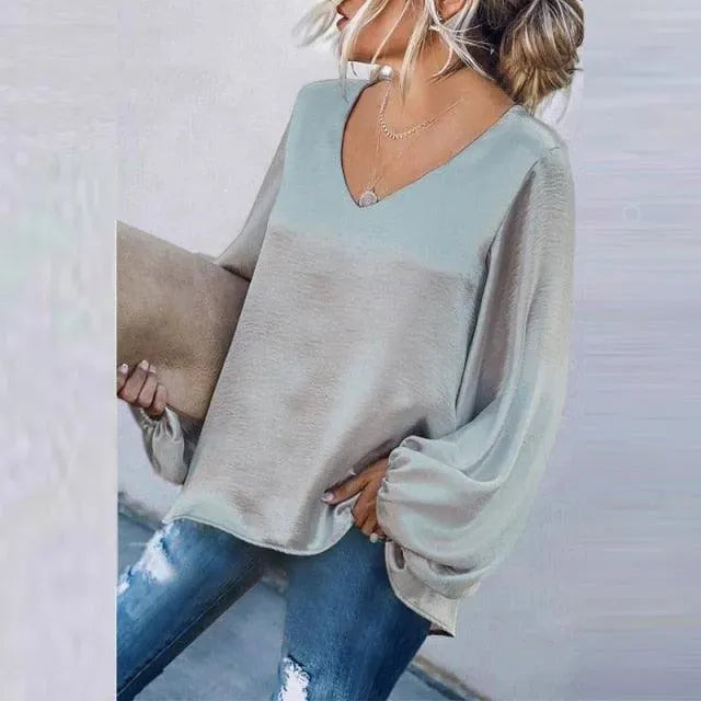 Elegant V-Neck Women Tops - Blouse - LeStyleParfait