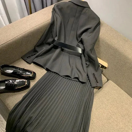 Pleated Skirt Suit - Skirt Suit - LeStyleParfait