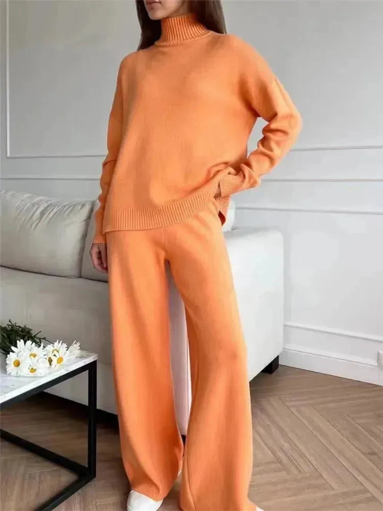 Elegant Women Casual Ribbed Two-Piece Set - Casual Pants Set - LeStyleParfait