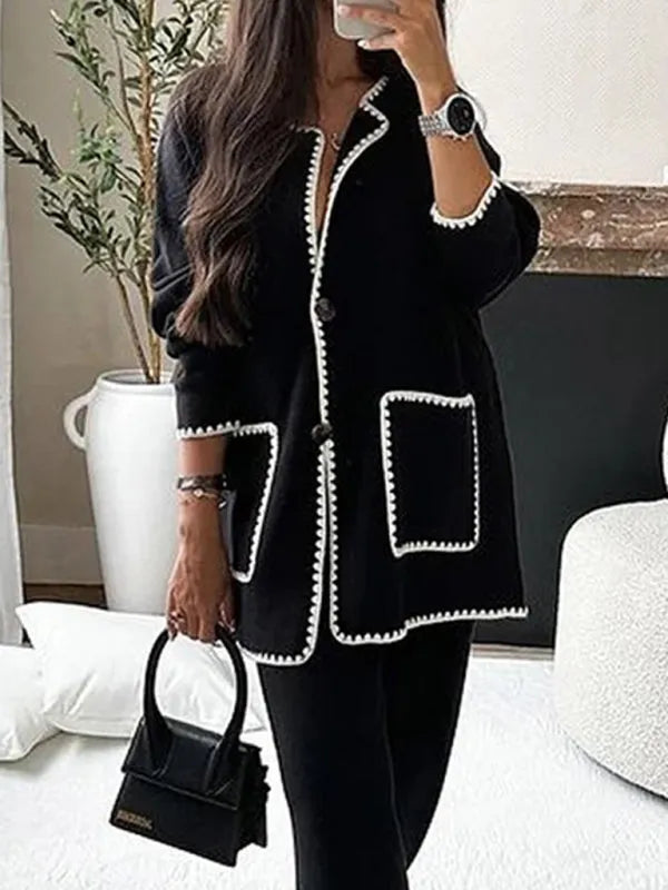 Elegant Women Casual Twill Two-Piece Set - Casual Pants Set - LeStyleParfait