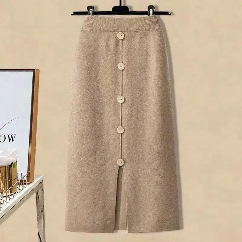 Elegant Women Casual Wool Two-Piece Skirt Set - Casual Skirt Set - LeStyleParfait