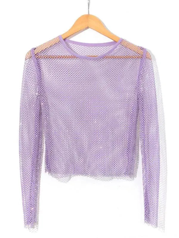 Embellish Sheer Fishnet Women Crop Top - Crop Top - LeStyleParfait
