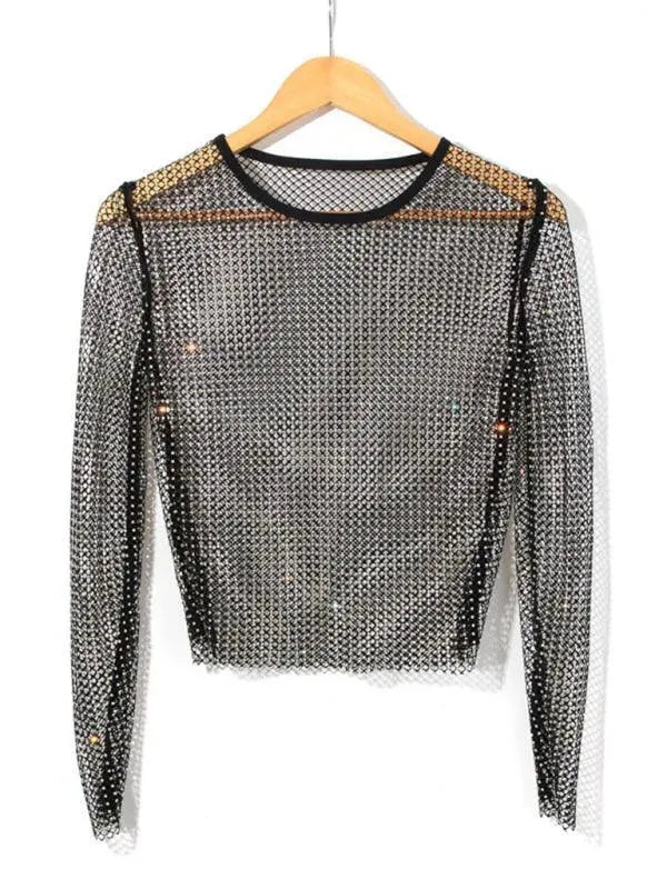 Embellish Sheer Fishnet Women Crop Top - Crop Top - LeStyleParfait